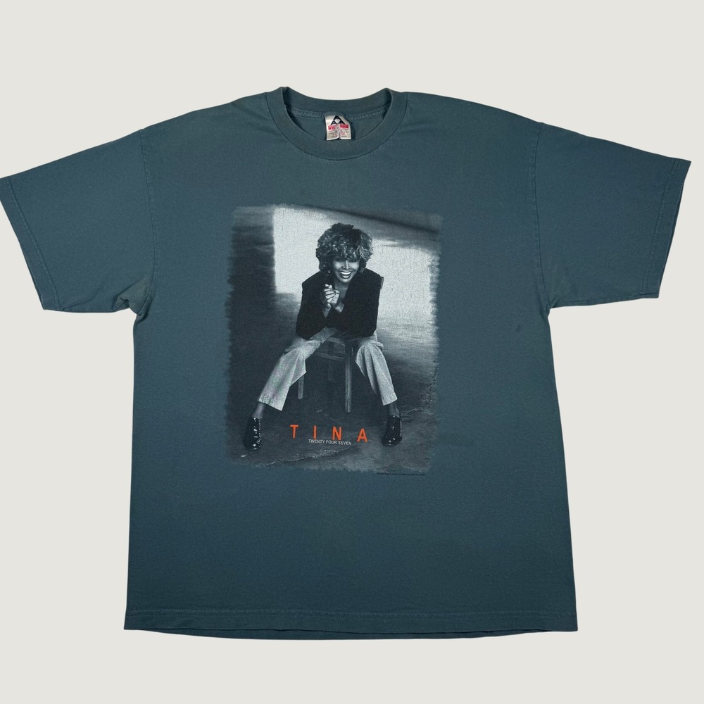 Vintage 2000 Tina Turner Twenty Four Seven Tour T-Shirt Giant AAA XL Teal